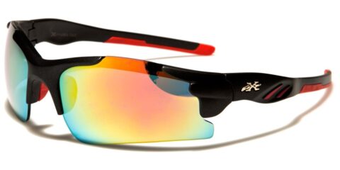 X-Loop Wrap Around Mirrored Sunglasses Red Black