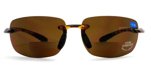 Wrap Rimless Bifocal Sunglasses Tortoise