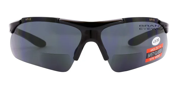 Bifocal-Reading-Sunglasses-ANSI-Z87.1-Safety-Sun-Reader-0 Front view of Bifocal Reading Sunglasses ANSI Z87.1 Safety Sun Reader Black, against a white background.