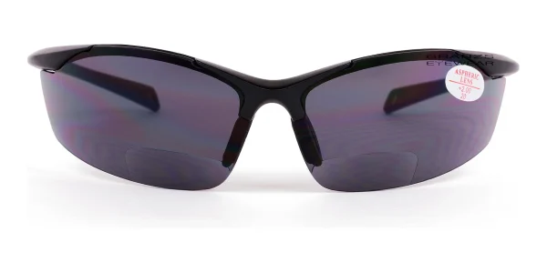 Bifocal-Reading-Wrap-Sunglasses-Gray-b Front view of Bifocal Reading Wrap Sunglasses Gray Tint, against a white background.