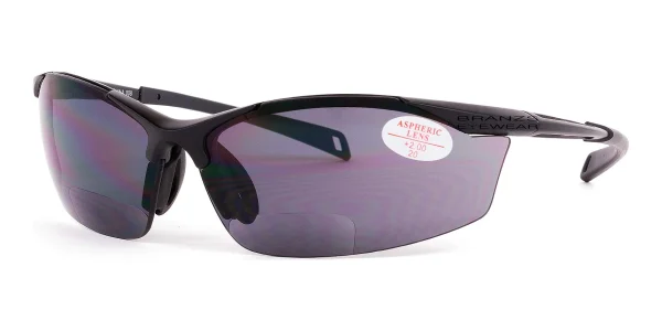 45-degree angled view of Bifocal Reading Wrap Sunglasses Gray Tint, against a white background.