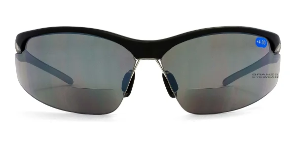 Bifocal-Safety-Sunglasses-Black-a Front view of Bifocal Safety Sunglasses, against a white background.