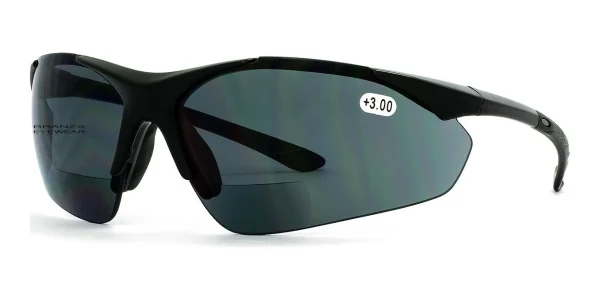 45-degree angled view of Bifocal Sunglasses Black, photographed against a white background.