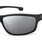 45-degree angled view of Carrera Ducati Sunglasses Black Grey Silver Mirror, photographed against a white background.