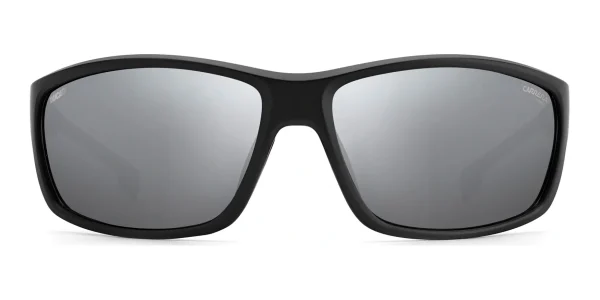 Carrera-Ducati-Sunglasses-Black-Grey-Silver-Mirror-Front Front view of Carrera Ducati Sunglasses Black Grey Silver Mirror, photographed against a white background.