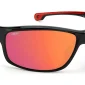 130-degree angled view of Carrera Ducati Sunglasses Black Red Mirror, photographed against a white background.