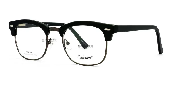 Enhance-4150-Eyeglasses-Matte-Black-Dark-Gunmetal-b 45-degree angled view of Enhance EN4150 Eyeglasses Matte Black Dark Gunmetal, photographed against a white background.