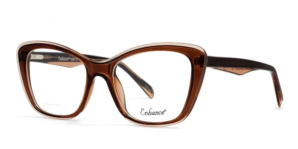 Enhance-4165-Eyeglasses-Brown-Crystal-b 45-degree angled view of Enhance EN4165 Eyeglasses Brown Crystal, against a white background.