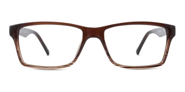 Front view of Enhance EN3905 Eyeglasses Brown, against a white background.