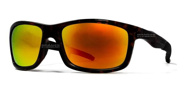 45-degree angled view of Polarized Sunglasses For Men & Women Tortoise Red Mirror, photographed against a white background.