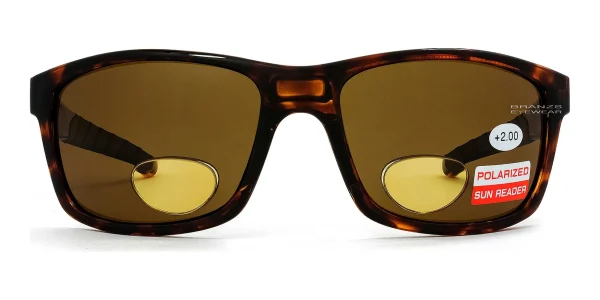Polarized-Bifocal-Sunglasses-Tortoise Front view of Polarized Bifocal Sunglasses Tortoise, against a white background.