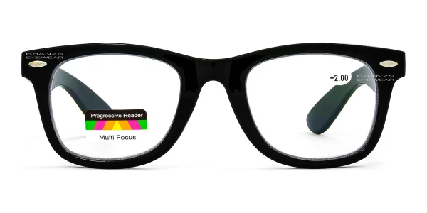 Progressive-Readers-Black-a Front view of Progressive Readers Black, against a white background.