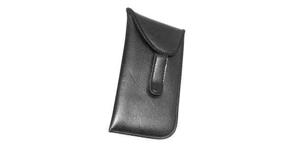 Slip-in-Eyeglass-Case-With-Metal-Clip-Black-b Image of Slip In Case With Flap & Clip: Black, against a white background.