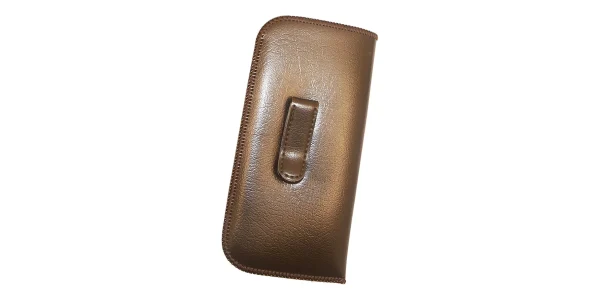 Slip-in-Eyeglass-Case-With-Metal-Clip-Brown-a Image of Slip In Case With Metal Clip: Brown, against a white background.