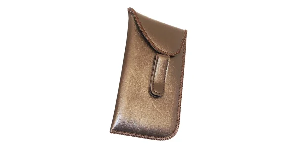 Slip-in-Eyeglass-Case-With-Metal-Clip-Brown-b Image of Slip In Case With Flap & Clip: Brown, against a white background.