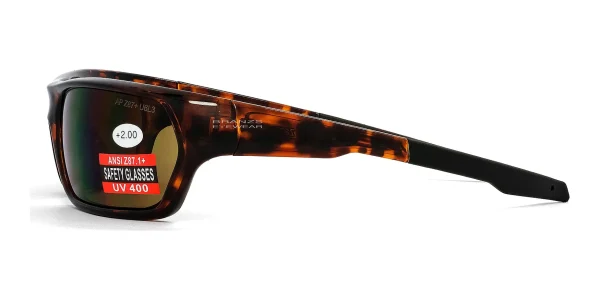 Sun-Reader-Magnifying-Sunglasses-Tortoise-c Side view of Sun Reader Magnifying Sunglasses Tortoise, photographed against a white background.