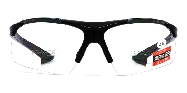 Bifocal Reading Sunglasses ANSI Z87.1 Safety Sun Reader Clear Bifocal Reading Sunglasses ANSI Z87.1 Safety Sun Reader Black Clear lens, against a white background.