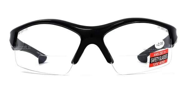 Bifocal Safety Sunglasses Z87 Wrap Around Glasses a Clear Bifocal Safety Z87 Wrap Around Glasses, with 73 mm Lens Width (Eye Size)