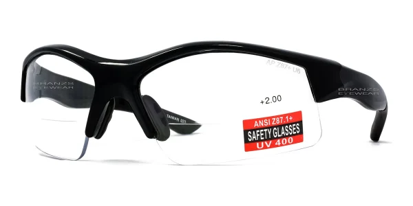 Bifocal Safety Sunglasses Z87 Wrap Around Glasses b Clear Bifocal Safety Z87 Wrap Around Glasses, with 73 mm Lens Width (Eye Size)