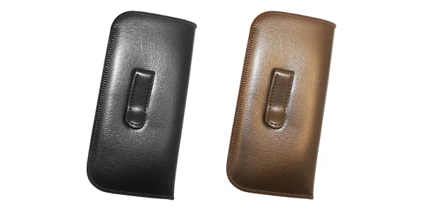 Slip-in Eyeglass Case With Metal Clip 2 Pack, 1 Black and 1 Brown