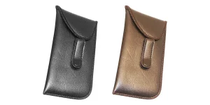 Soft Glasses Case With Clip 2 Pack, 1 Black and 1 Brown