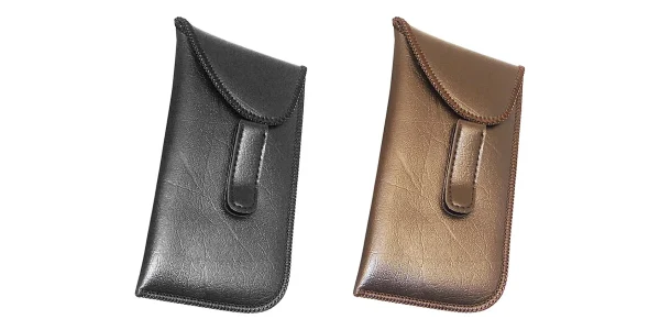 Soft Glasses Case With Clip 2 Pack, 1 Black and 1 Brown