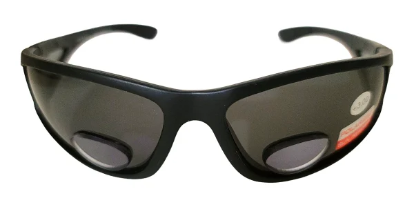 Polarized Bifocal Fishing Sunglasses Matte Black Front View Polarized Bifocal Fishing Sunglasses Matte Black, Lens Width 68 mm