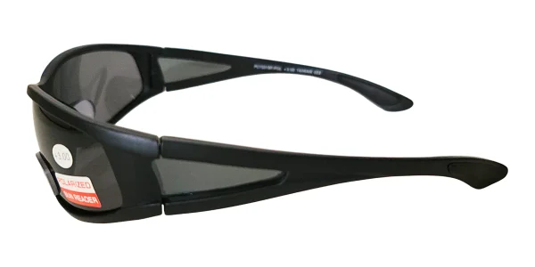 Polarized Bifocal Fishing Sunglasses Matte Black Side View Polarized Bifocal Fishing Sunglasses Matte Black, Lens Width 68 mm