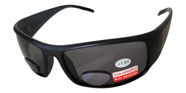 Polarized Sunglasses With Readers Matte Black Polarized Sunglasses With Readers Matte Black, Lens Width 65 mm