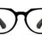 Round Retro Reading Glasses in a glossy black frame with durable spring hinges, displayed flat on a white background.