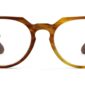 Round Retro Reading Glasses in a glossy, warm brown tortoise shell frame with rich honey accents, displayed flat on a white background.