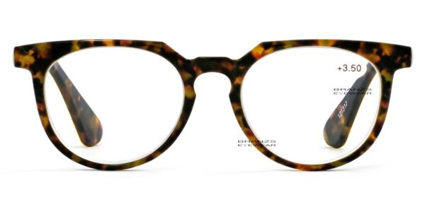 Retro Reading Glasses Tortoise a Round Retro Reading Glasses featuring a glossy, traditional dark brown and amber tortoise shell pattern, shown flat on a white background.