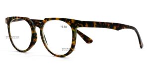 Round Retro Reading Glasses featuring a glossy, traditional dark brown tortoise shell pattern, shown flat on a white background.